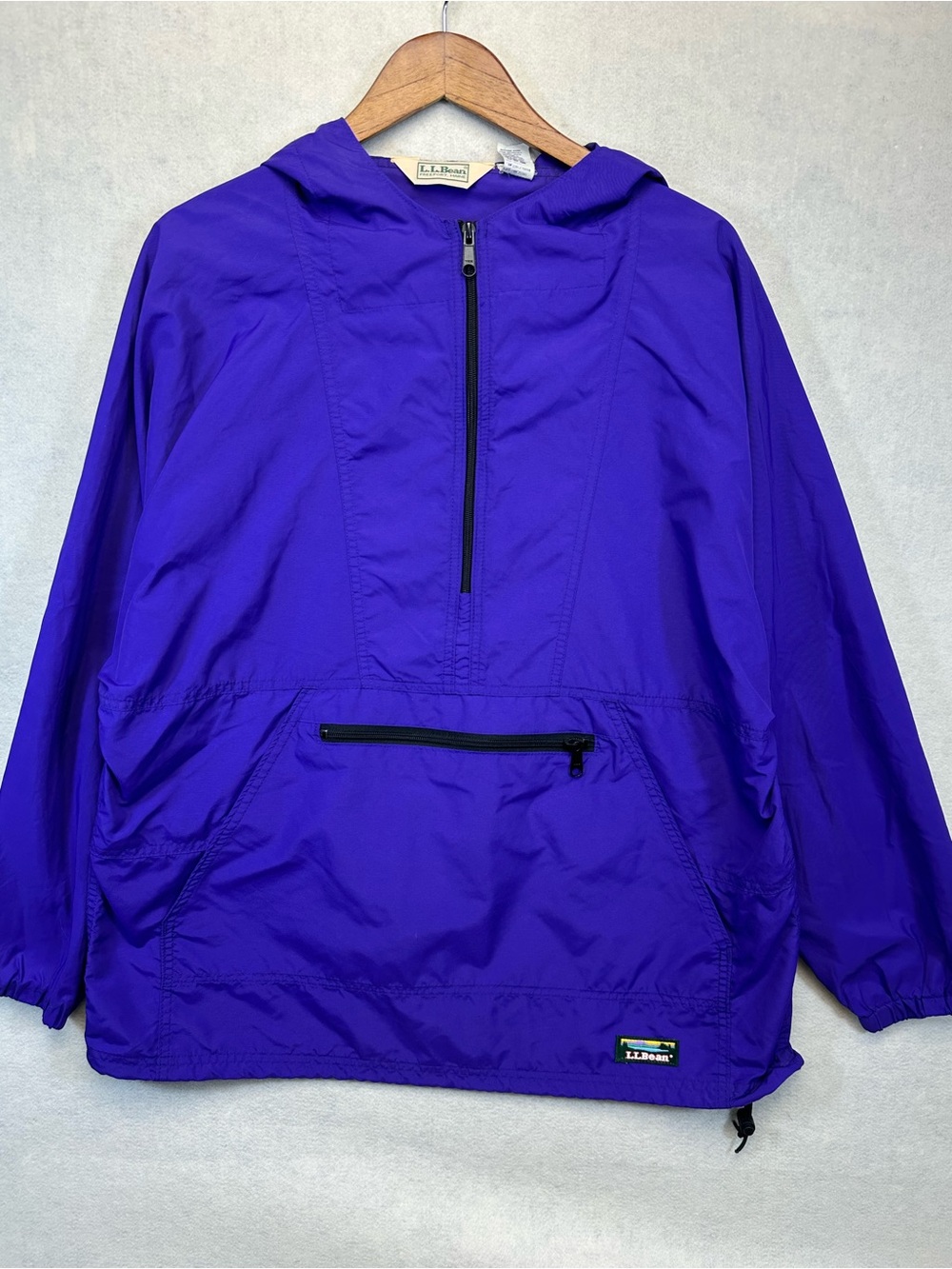 Vintage L.L. Bean Purple Hooded Anorak Windbreaker Jacket Large USA